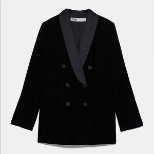 Zara Velvet Double-breasted Blazer